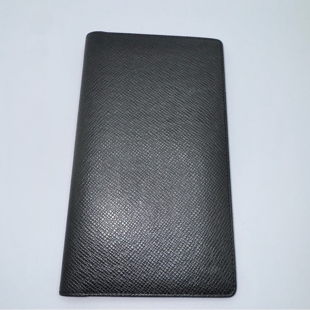 Louis Vuitton Taiga Agenda De Poche Wallet Leather Pocket Notebook Cover Black